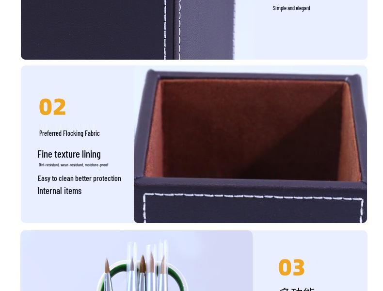 Multifunctional PU Leather Pen Holder and Desk Organizer