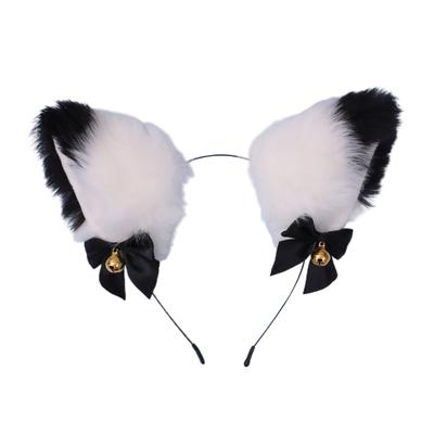 Headwear Cute Animal Ears Shape Faux Rabbit Fur Women Cosplay Hair Band