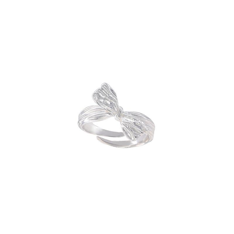 Distinctive Geometric Design Adjustable Ring For Women With Trendy Korean Style Knot Butterfly Theme