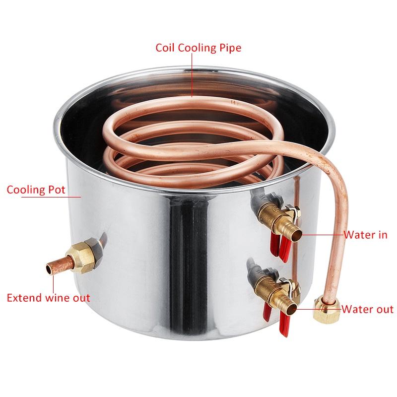 2/3/5/8 Galões Aço Inoxidável Destilador Eficiente Moonshine Álcool Destilador DIY Casa Água Vinho Óleo Essencial Kit de Fermentação Conjunto