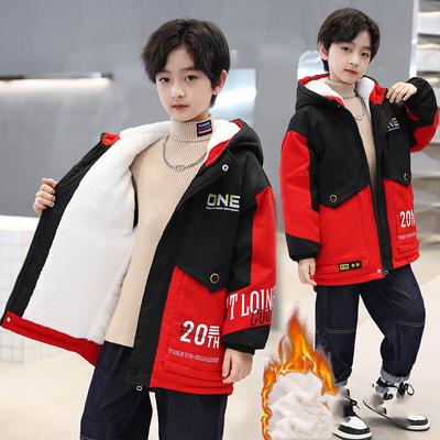 Children's Outdoor Warm Jacket Monogrammed Jacket Winter Plus Velvet Thick Parker Coat