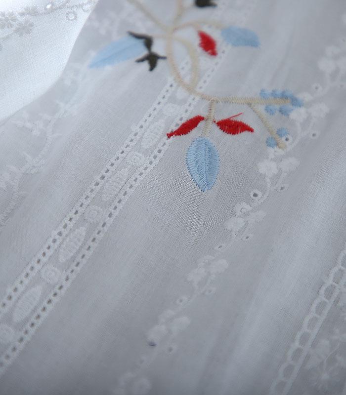 Lace Embroidered V-Neck Slimming Shirt for Women - Summer Casual, High-Waisted, Medium Sleeve