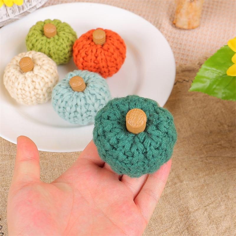 Crocheted Pumpkins for Festive Thanksgiving Halloween Mantlepiece Embellishments Autumnal Small Pumpkins Decoration