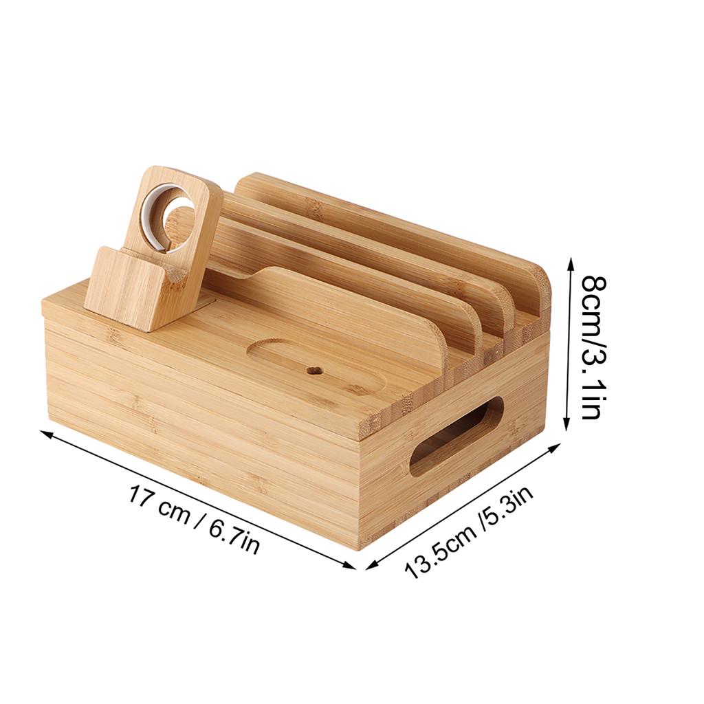 Tablet Station Holder, Cell Phone Station Holder, 3-Shelf Station Holder, Bamboo Watch Holder, Tablet Holder, for
