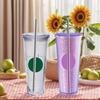 10.5 Inch Stainless Steel Straws Replacement for Starbucks Cold Cup Venti 24 Oz, 6 PCS Straight Reble Metal Straw with Cleaning Brush, 10.5" X 0.31"