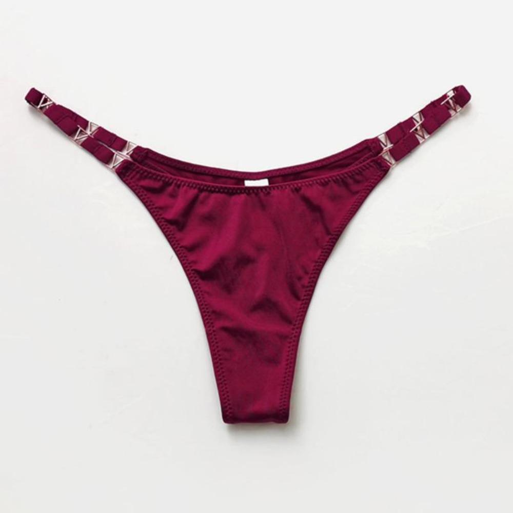 Damskie stringi list miłosny dżetów pas stringi moda Low-Rise Tanga szorty figi Sexy T-back String koronkowa bielizna