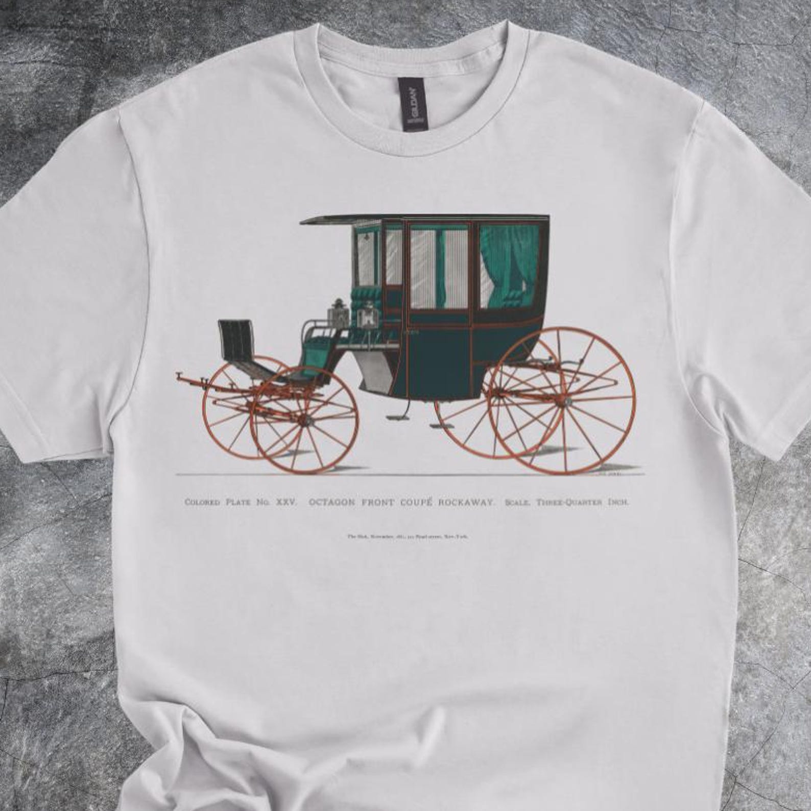 Octagon Carriage Illustration Tshirt Antique Transport Shirt History Graphic Gray 150