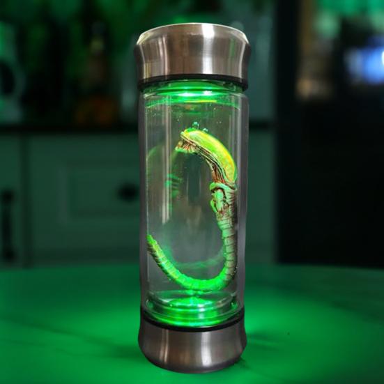 Alien Kreatur Glasbehälter LED Beleuchtet Alien Dekoration Gothic Gruselig Tischdekoration für Halloween Party Sci-Fi Fans Geschenk