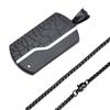 Engravable Black Titanium Steel Dog Tag Pendant Necklace with White Zircon