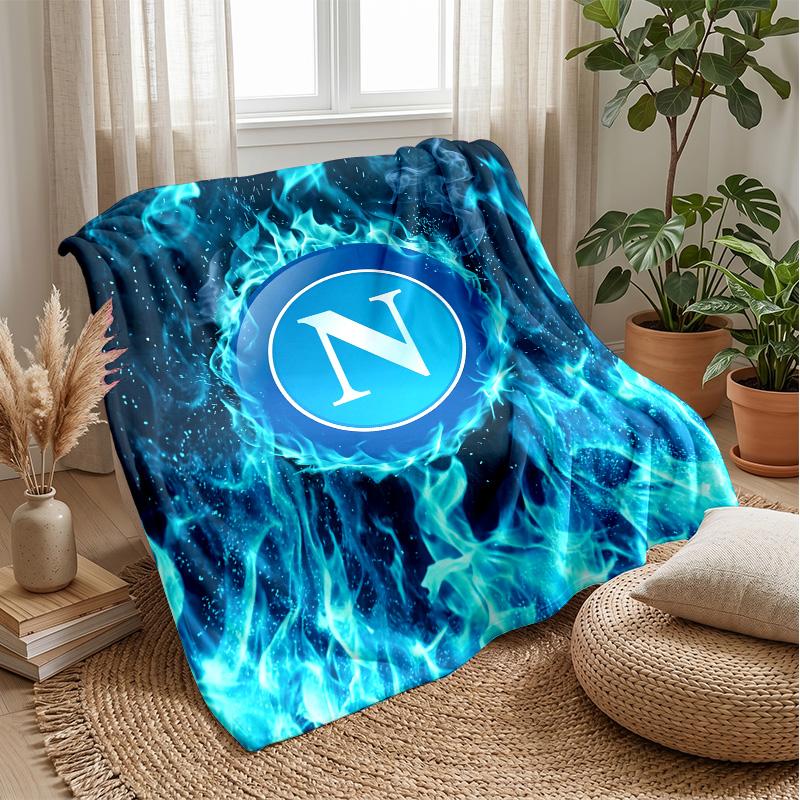 Coperta in Pile di Flanella Morbida Napoli FC Leggera Accogliente Calda Coperta da Lancio per Divano Letto Decorazione per la Casa