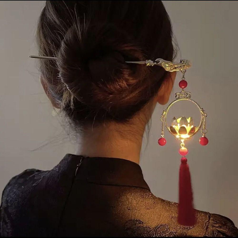 

Light Lantern Lotus Flower Hairgrips Pearl Hair Claws Hairpins Korean Shark Clip Women Hair Sticks hair clip