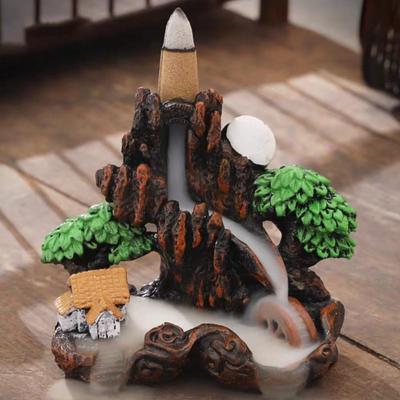 Ceramic Backflow Incense  Chinese Style Ornament Backflow Incense  for Calming Emotions Relieving Anxiety