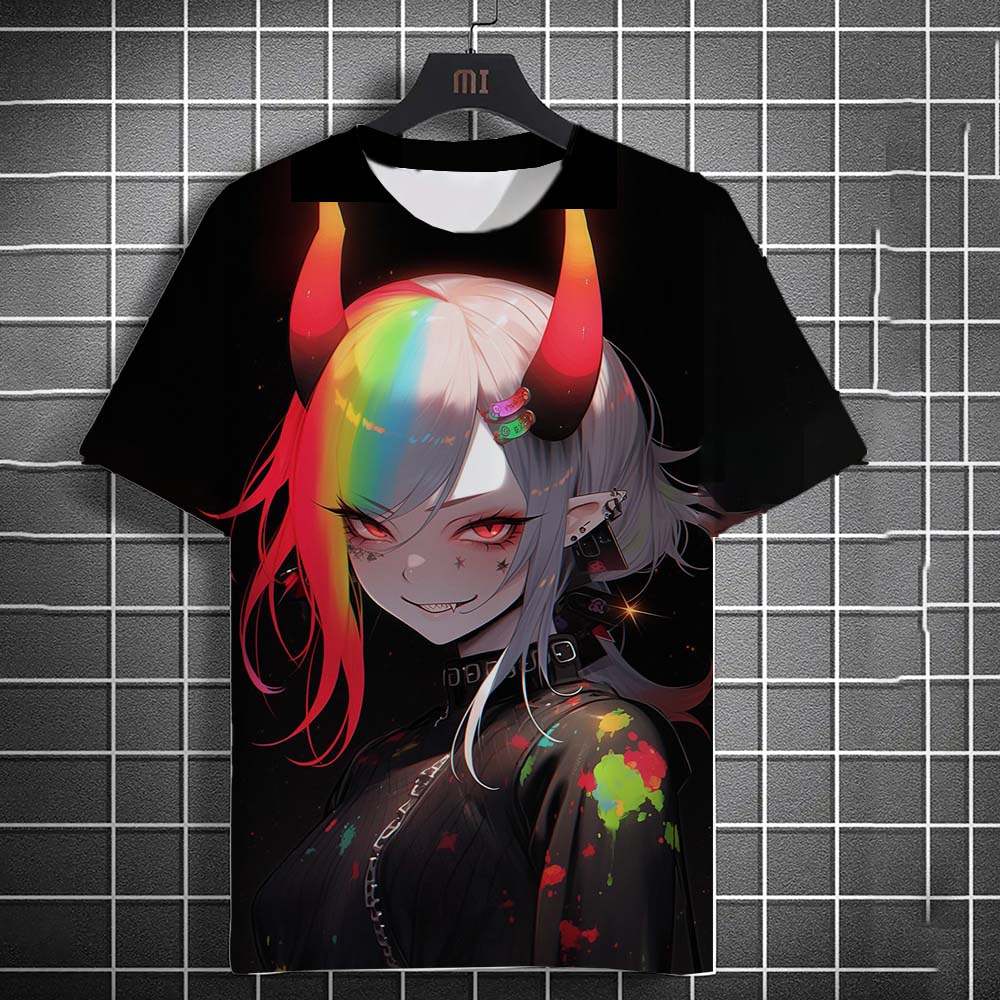 Cartoon Tattoo Girl Pattern Men's T-Shirt 3d Printed Oversized Sweatshirt For Men Bad Girl Harajuku Top Short Sleeve T Shirts