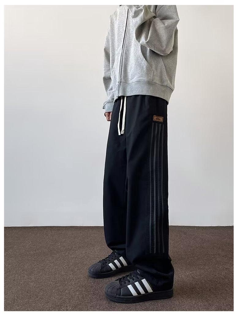 

Мужские широкие полосатые спортивные штаны American Vibe - Ретро-тренд, Тяжелые весенние повседневные спортивные штаны прямого кроя XL