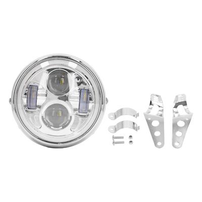 Farol LED de Motocicleta 6,5 polegadas 12V Lente de PC Transparente À Prova D'água Resistente a Choque Lâmpada Dianteira para Scooter Moto de Rua