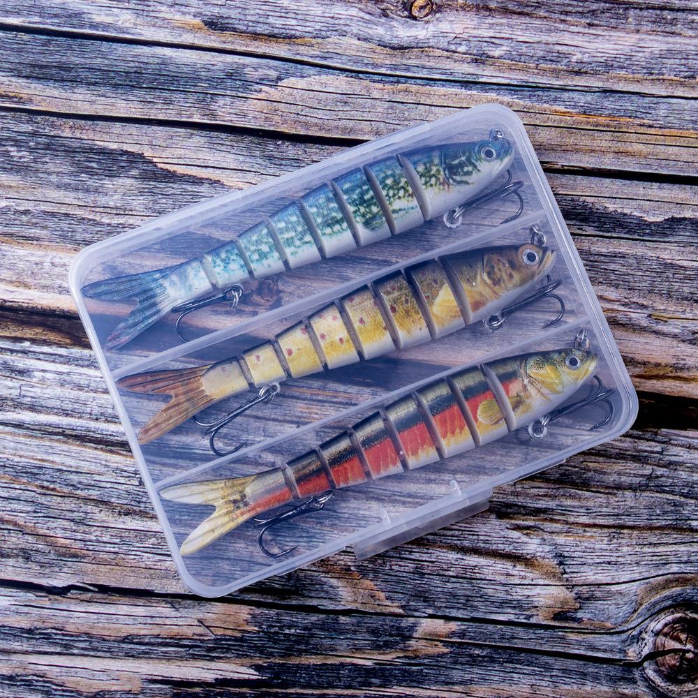 3 Sets Multi-Section Fish Artificial Hard Bait Crank Lure Loach Luya Simulation Bionic Beak Bait Hooks Stainless Steel Boxed