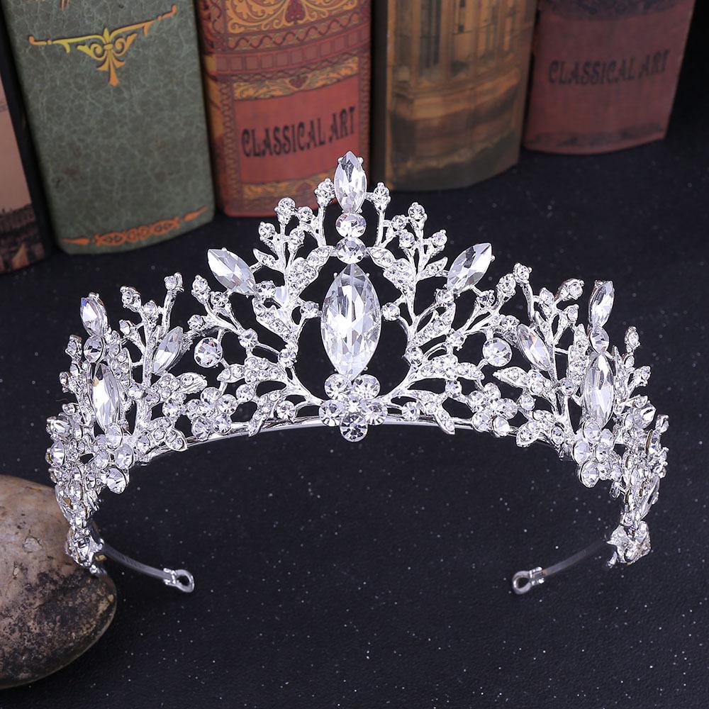 Diadème En Cristal Pour Mariage - Couronne De Mariée Argent, Strass, 13x5,5 Cm - Pour Demoiselles D'honneur, Princesse