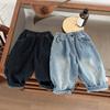 Neue Jungen Streetwear Retro Jeans Herbst Baby Mädchen Jungen Elastische Taille Weite Jeanshosen Kinder Denimhosen
