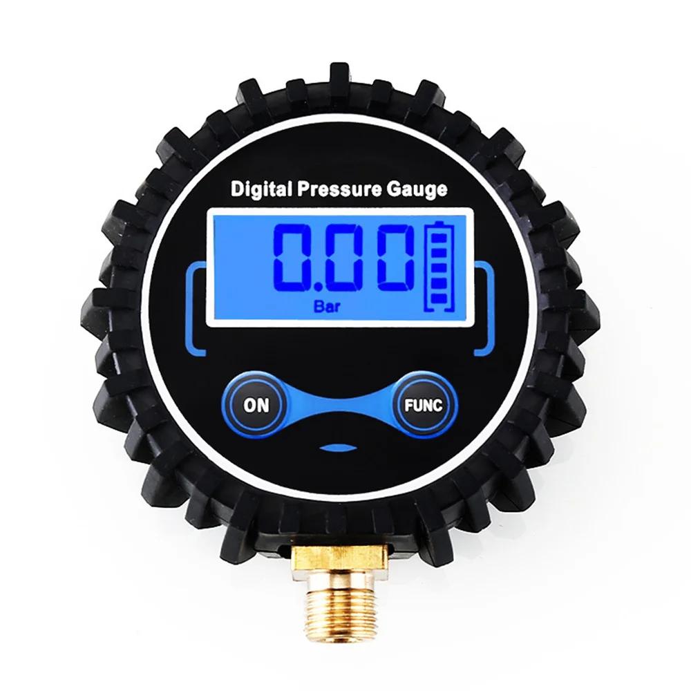 High Accuracy 0-200PSI Digital Tyre Tire Air Pressure Gauge LCD Manometer Pressure Gauge with LED Light for Car Truck Motorcycl