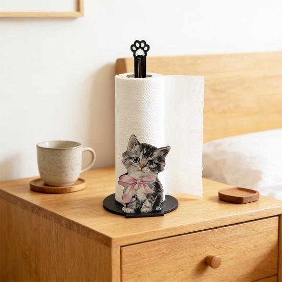 Yousheng Paper Towel Holder, Animal Shapes Paper Towel Dispenser with 2D Printing, Anti-Slip Base Universal Size Paper Towel Holder for Kitchen Paper