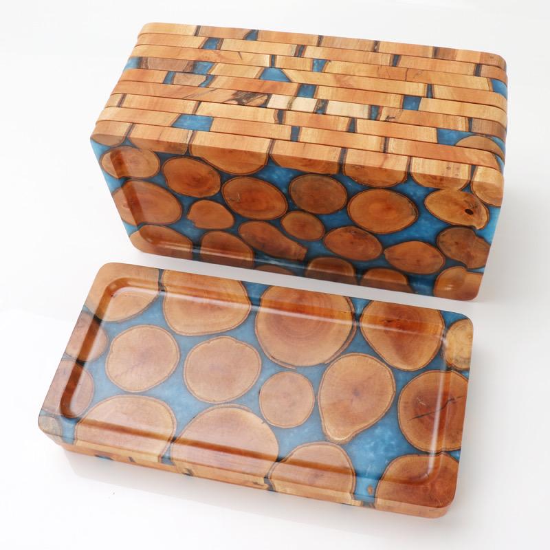 Handmade Wooden Tray Lychee Wood Logs and Resin New Design Creative Serving Tray Hotel Home Holiday Dinner Plates Tableware