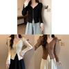 Private Lady Knit Cardigan With Lace Splicing And Princess Sleeves For Spring Wear