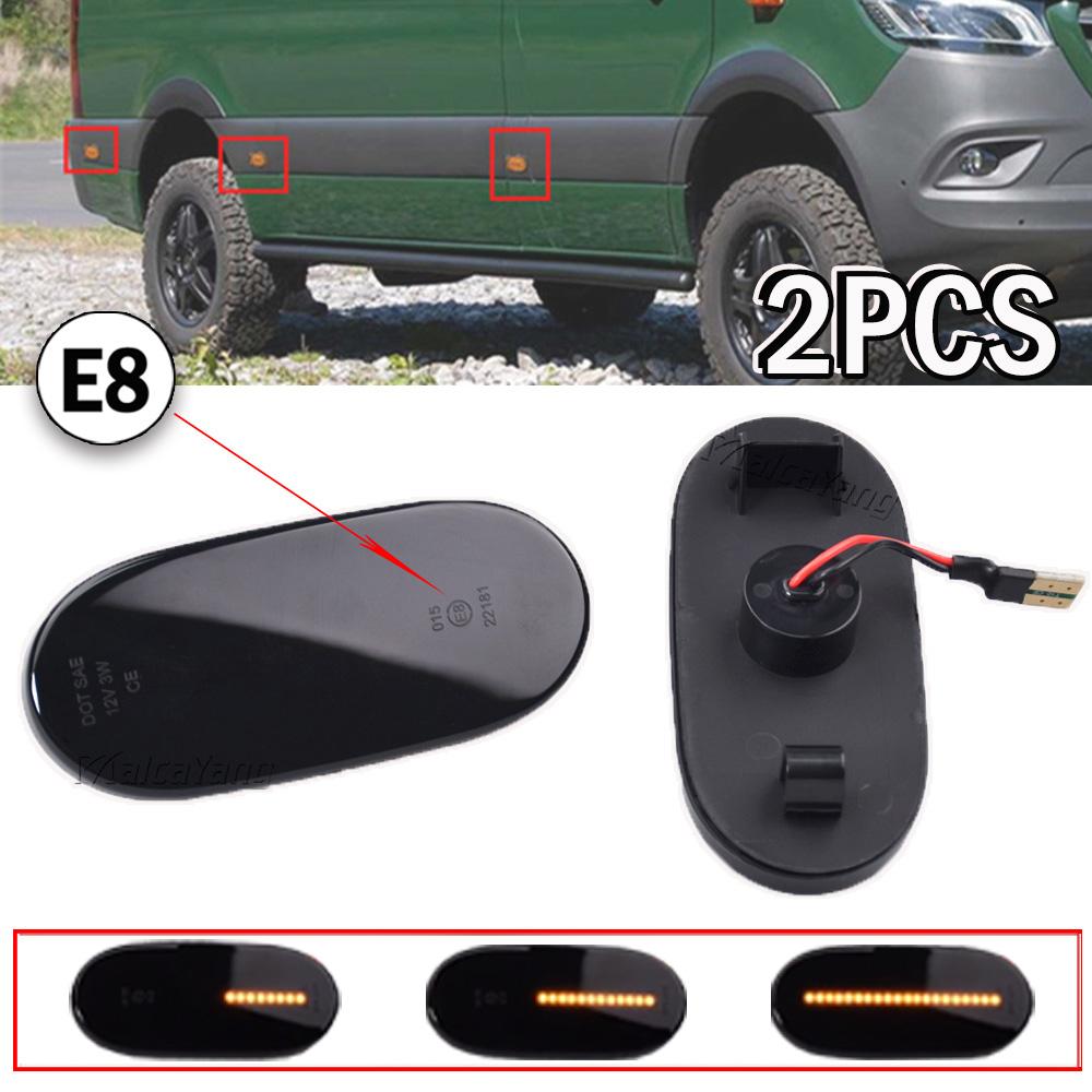 2X LED Dynamic Side Marker Turn Signal Indicator Light Sequential For Mercedes Benz Sprinter W906 VW Crafter Minibus