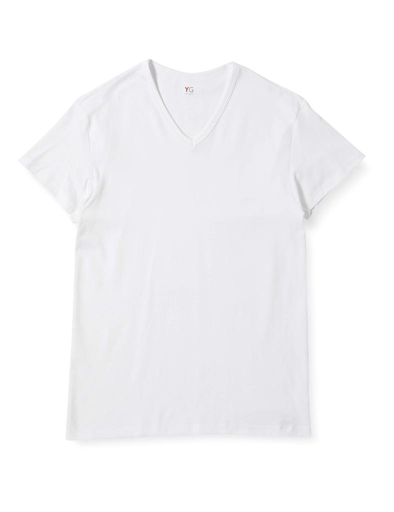 Gunze YG Cotton Short Sleeve Size L to Japanese Size Men's 100% Double-Hot V-Neck Undershirt, White, (Equivalent L)