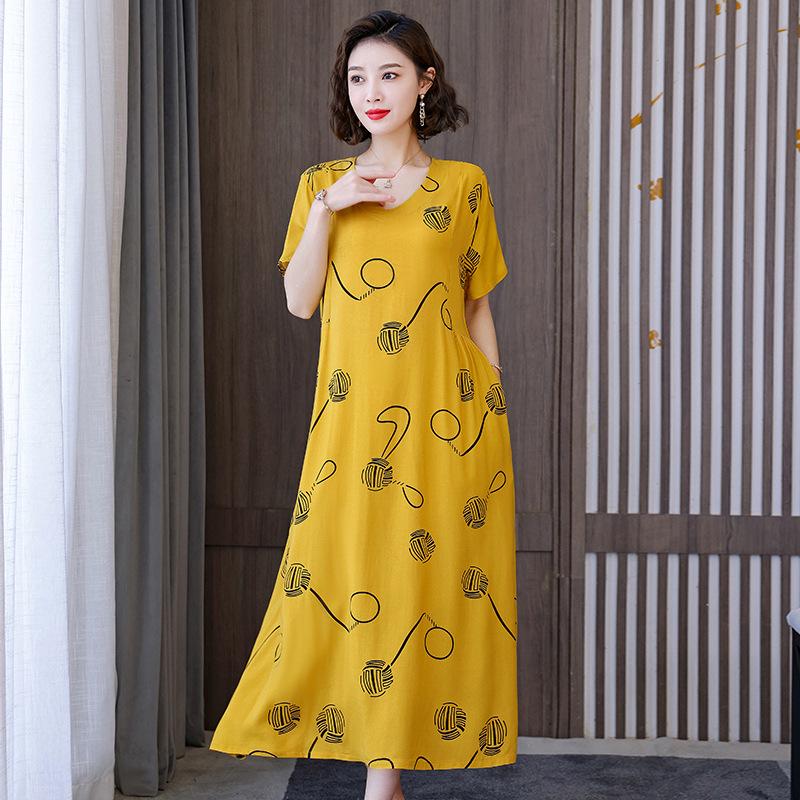 2023 Bavlněné tištěné letní šaty s kontrolou bříška plus size pro ženy středního věku a starší