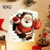 Kreatives Weihnachtsgeschenk Weihnachtsmann Wandaufkleber, 3D Weihnachtsmann Rentier Durchbruch Selbstklebend Abnehmbar PVC Aufkleber Decal, Fensteraufkleber für Wohnzimmer