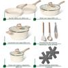 Batterie De Cuisine Induction 13 pièces JUST PERFECTO - Set De Casseroles Et Poeles - Tous Feux Dont Induction - Aluminium - Beige