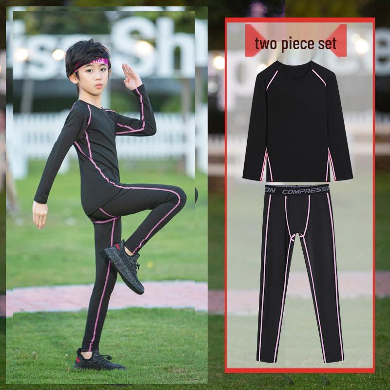 Boys' Fleece-Lined Quick-Dry Compression Suit for Autumn/Winter - High-Elastic Long-Sleeve for Sports & Fitness