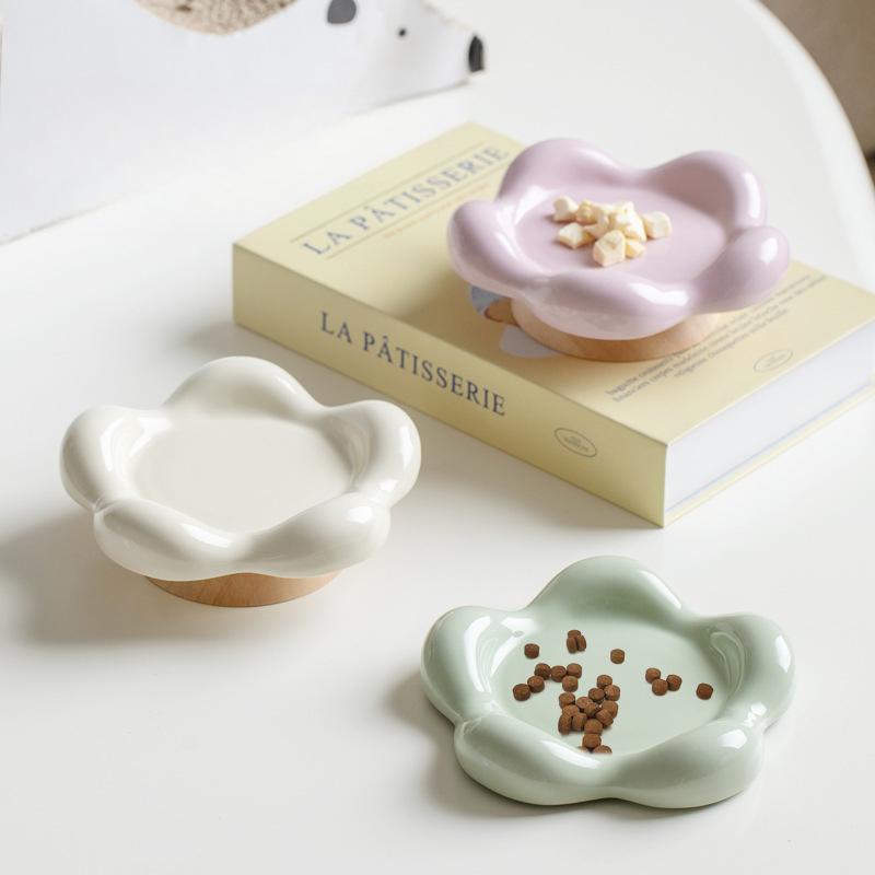 Pet Ceramic Bowl Cervical Spine Protection Cat Bowl Cat Food Snack Bowl Pet Dinner Plate Dog Food Bowl Pet Snack Tray