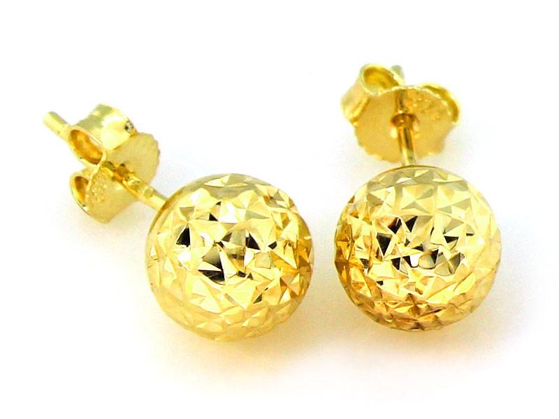 375 gold ball earrings, diamond stud balls, 0.48g, 9kt studs