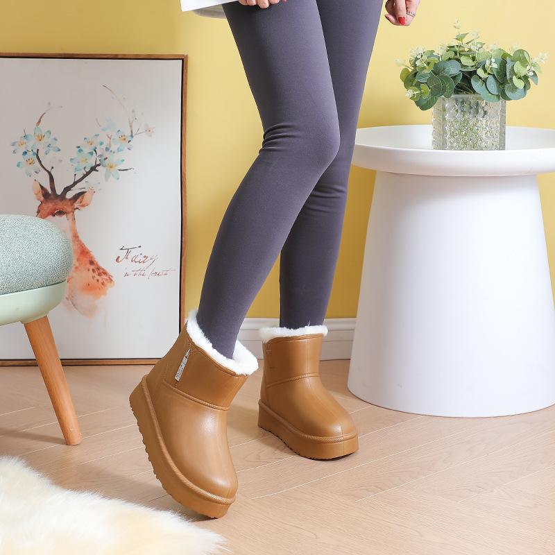 Winter Waterproof Women's Snow Boots Round Toe Platform Ladies Shoes Plush Padded Footwear