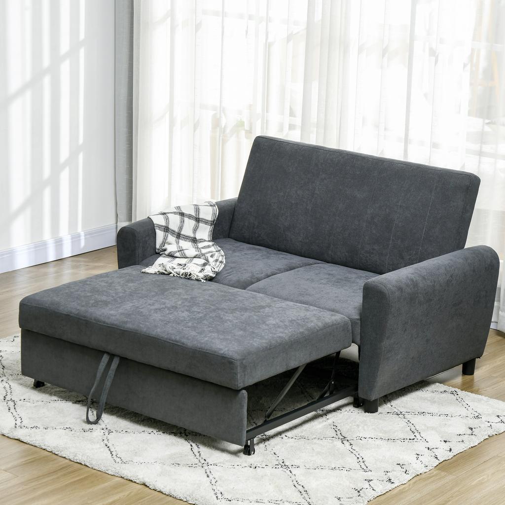 Clic Clac Sofa Bed with Backrest Adjustable On 3 Levels, In Velvet-Effect Fabric, 148x87x88 Cm, Grey