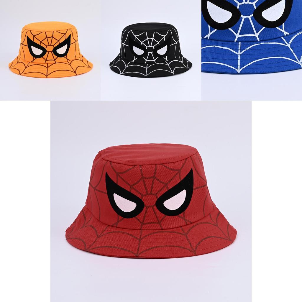 Cartoon Spider Fisherman Hat With Sun Protection For Kids Outdoor Summer Casual Wear