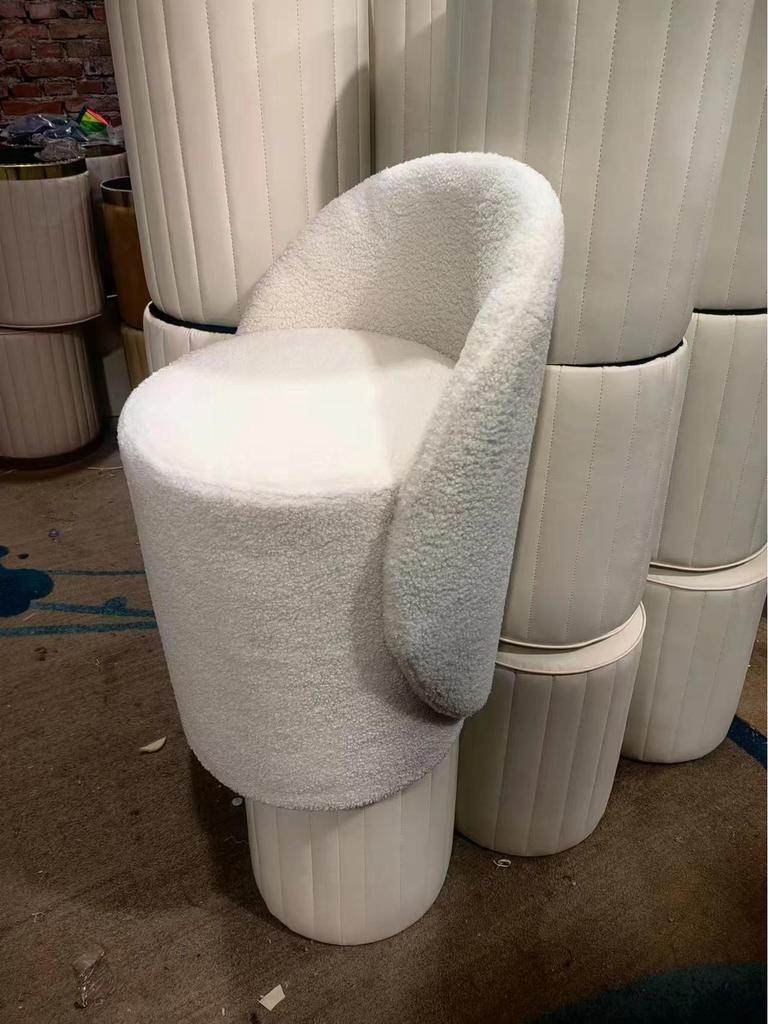 Same-Day Ship Rotating Dressing Stool: Minimalist Girl's Bedroom Makeup/Nail Art Chair with Backrest