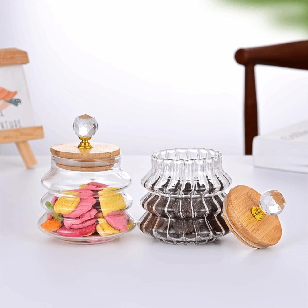 Striped Pattern Tea Sealed Jar Transparent Grains Jar Simple Kitchen Storage Bottle Candy