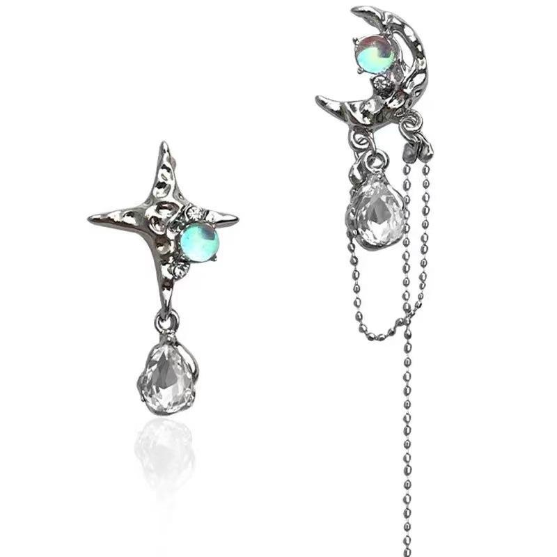Mermaid Ji fishtail earrings niche design sense high-end long resin stud earrings new Mori ears