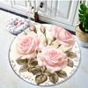 JIT 3D Rose Blume Runder Bereichsteppich - Weicher Polyester Handwaschbarer Teppich für Büro, Zimmer, Garten, Küche, Badezimmer - Elegant Mu