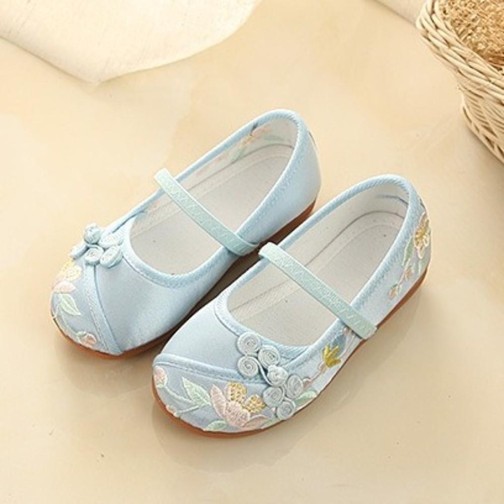 Chaussures de Danse Filles Semelle Souple Résistantes à l'Usure Chaussures en Tissu Brodé Chaussures de Ballet Usage Quotidien