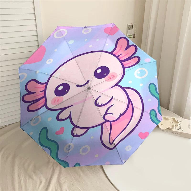 

1PC Axolotl Hearts Umbrella-8-Rib Reinforced Portable Folding Travel Suitable for All Seasons Outdoor Daily Use-G335
