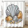 Sea Shell Bath Curtain Set Soft Fabric Shower Curtains With Seashells Print Decor For Bathroom Gold Grey