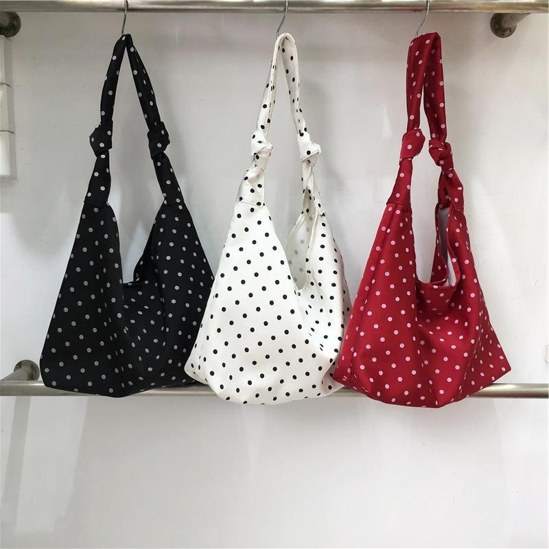 Seasonal Japanese & Korean Polka Dot Floral Tote Bag - Women's Shoulder Bag