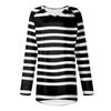 Women's Fashionable Casual Long-Sleeved Striped Print V-Neck Mid-Length Top
