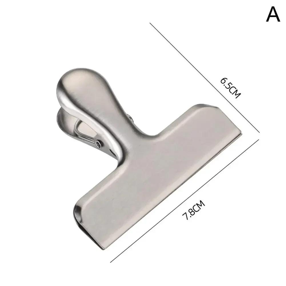 2PCS Stainless Steel Bag Clips Large Metal Air Tight Sealing Clip Durable Paper Bag Clip Coffee Food Bread Bags Kitchen Storage