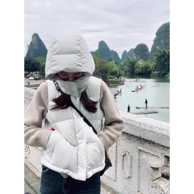 Womens Premium Down Vest 90% White Duck Hooded Puffer Sleeveless Jacket Winter 2026 Thick Warm Outerwear