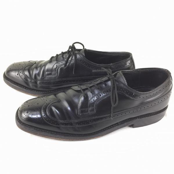 USED/80s-90s Vintage Made in USA Full Brogue Long Wingtip Shoes Black size 10.5D/B 28.0-28.5 Men's