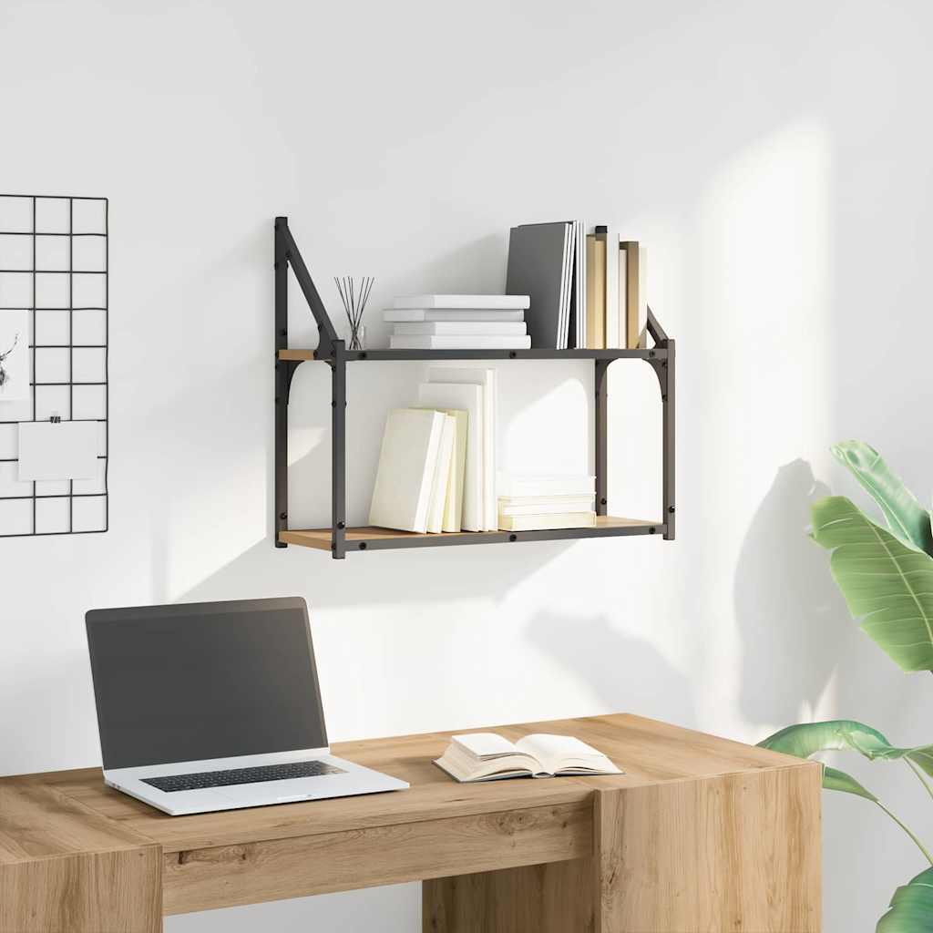 Estante de Pared con Estante Roble Artesano 60 x 21 x 51 cm Material a Base de Madera